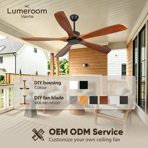 USA In Stock 60 Inch Solid Wood <b>Ceiling</b> <b>Fan</b> No Light 5 Blade Quiet DC Motor with <b>Remote</b> <b>Control</b> for Large Room - Product Image 4