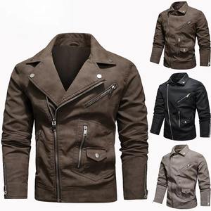 Veste en cuir varsity pour homme, col montant, à capuche, coupe-vent, décontractée, en cuir synthétique véritable - Product Image 5