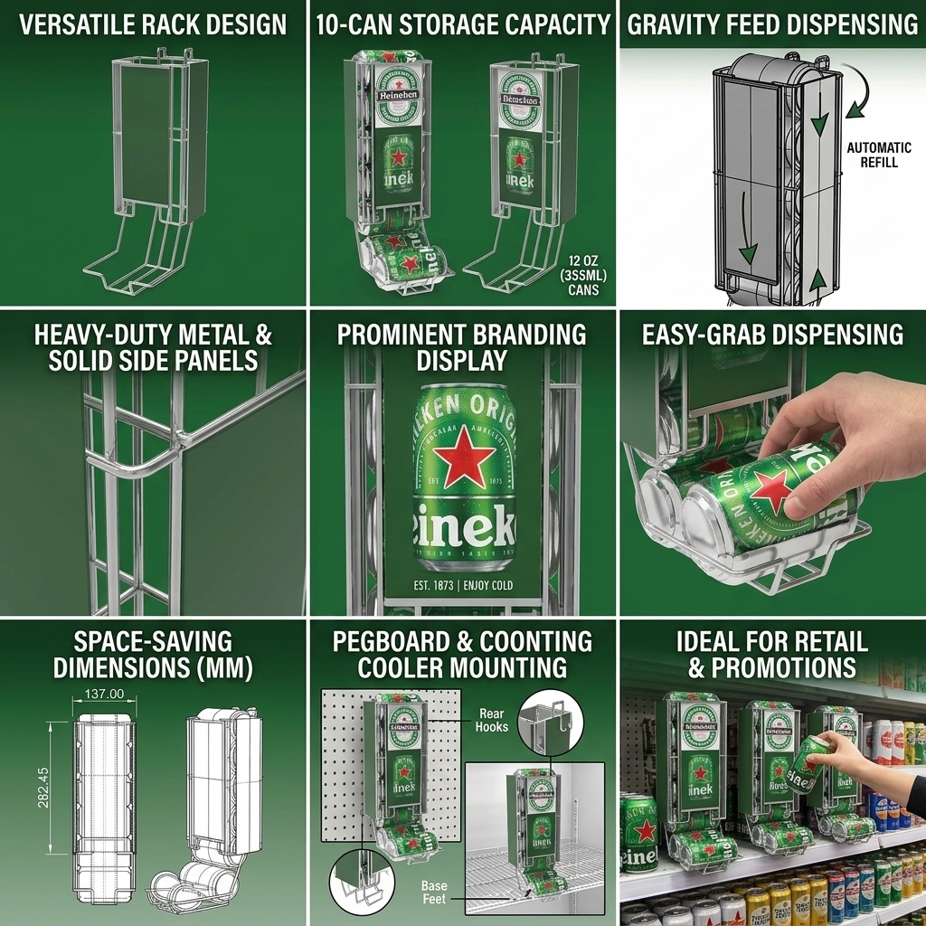 Apache Custom Metal Wire Can Display Racks Wall Mounted Gravity Roll Merchandiser Knock Down Hook Stand for Convenience Store — view 4