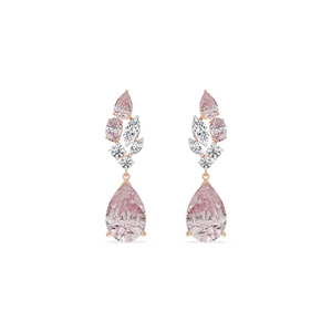 Luxury Rose Gold Plated Pink Pear Cut CZ Drop <b>Earrings</b> for Women Marquise & Round Cubic Zirconia Cluster <b>Dangle</b> <b>Earrings</b> - Product Image 1