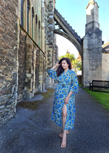 เสื้อคลุมพิมพ์ลายดอกไม้ผ้าฝ้ายเนื้อนุ่มบริสุทธิ์สไตล์อินเดียสีเขียวใบไม้สีเขียวพิมพ์ลายดอกไม้คลุมชายหาดแบบลำลองสำหรับฤดูร้อนฤดูหนาว - Product Image 4