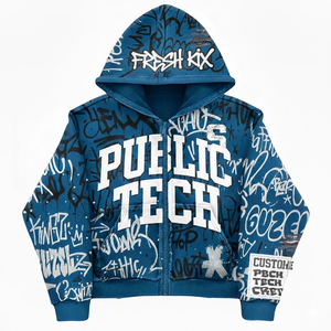 เสื้อฮู้ดดี้ผู้ชาย ผ้าฝ้าย 100% คุณภาพสูง สำหรับฤดูหนาว สไตล์ลำลอง ทำงาน หรือใส่เที่ยว  ลายพิมพ์  น้ำหนักเบา ทรงโอเวอร์ไซส์  แบบซิป  รายละเอียด - Product Image 1