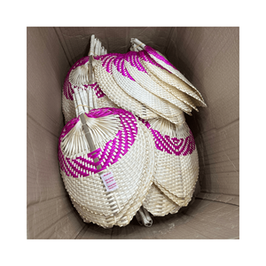 Paja tejida de bambú en forma de corazón/abanico de refrigeración abanicos de mano de bambú artículos de boda - Product Image 3