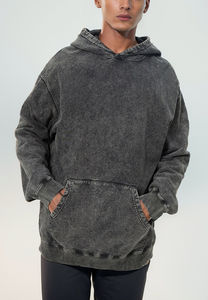 Sweats à capuche personnalisés 420 Gsm 100% coton uni teint en molleton coupe ample coupe ample automne hiver bas de survêtement - Product Image 4