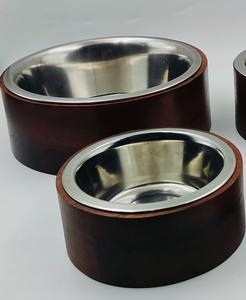 Best Quality wood <b>Bowl</b> Cylindrical Set of 4 Pcs Walnut Finishing <b>Steel</b> <b>Bowls</b> by crescent crafts - Product Image 1