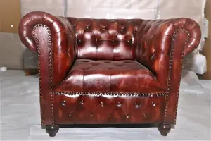 ที่นั่งรักหนังเชสเตอร์ฟิลด์1-Seater วินเทจสำหรับห้องนั่งเล่นโซฟาสีน้ำตาลพร้อมคุณสมบัติการนวดในตัว - Product Image 3