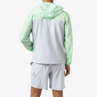 Completo Estivo da Uomo: Giacca a Vento Lavorata a Maglia con Blocchi di Colore e Pantaloncini, Leggero in Poliestere e Cotone, Traspirante, Casual, con Cappuccio