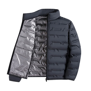 Chaqueta acolchada de gran tamaño con cremallera sólida de primera calidad para hombre, chaqueta acolchada de algodón con logotipo personalizado para hombre - Product Image 2