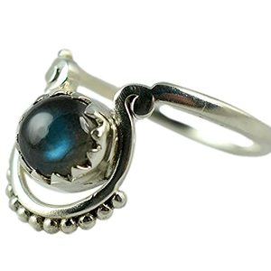 Handmade 925 Sterling Silver <b>Ring</b> <b>Labradorite</b> Shape Moissanite Jewelry for Her Boho November Birthstone Perfect Gift for - Product Image 1