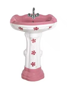 Fregadero de piedra moderno con doble presión, nuevo lavabo de pedestal de diseño interior, artículos sanitarios de cerámica con patrón antiguo - Product Image 3