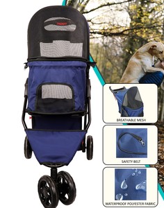 Poussette pliable TH-PSP-425 pour animaux de compagnie pour petits chiens moyens Kitty chiot panier de rangement Vietnam fournisseur transporteur de voyage produit - Product Image 2