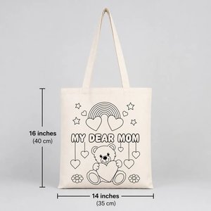 Sac fourre-tout en coton recyclable « My Dear Mom » à double face, 14x16 pouces, peignable - Product Image 3
