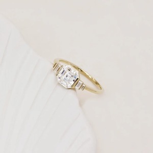 แหวนเพชรโมอิสสีเงินสเตอริง925ออกแบบได้ตามต้องการสีขาว ascher ตัดแฟชั่นสตรีเครื่องประดับสแตนเลสสำหรับงานหมั้น - Product Image 1