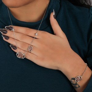 Collar llamativo para mujer Art Deco Pink Lab Colgante con East West Halo Regalo del Día de la madre con moissanita como piedra principal - Product Image 6