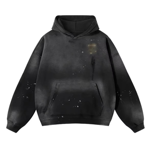 Pull-over à capuche personnalisé délavé à l'acide surdimensionné lourd 3D hiver XS pull-over à capuche vintage délavé pour hommes vente en gros - Product Image 1