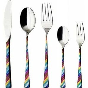 Juego de 4 cubiertos de acero inoxidable, cuchara, tenedor, cuchillo utilizado en utensilios de cocina, mesa, hogar, cubiertos chapados en oro, mango largo de Metal - Product Image 3