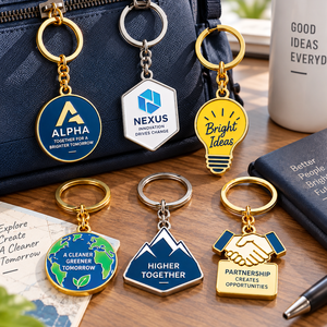 Porte-clés personnalisés en émail dur avec logo d'entreprise, porte-clés promotionnels en métal, OEM - Product Image 1