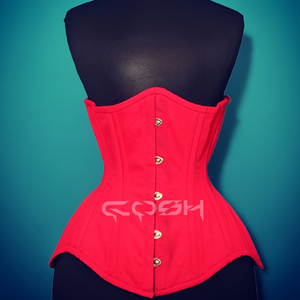 Wholesale Supplier Of Classic Red Cotton Underbust Waist Trainer <b>Corset</b> with Front Busk Closure - Product Image 4