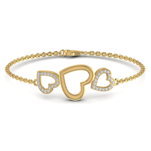 18kt สร้อยข้อมือทองคำขาวที่เป็นของแข็งสำหรับผู้หญิง0.55CT เพชรมออิสซาไนท์ที่ไม่ซ้ำกันสามหัวใจการออกแบบเครื่องประดับจริงประกายวิจิตร - Product Image 1