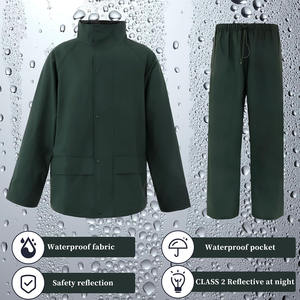 Vêtements de pluie faciles à porter, vente en gros Combinaisons de pluie pour hommes Extérieur Imperméable Respirant Col à capuche Combinaison de pluie pour hommes - Product Image 4