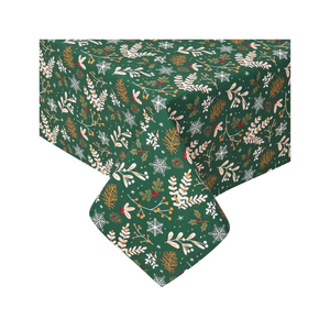 Ramar Green Elegant Geometric Printed GOTS Certified <b>Tablecloth</b> Linen Cotton Washable <b>Party</b> Use Green White Patterned Decor - Product Image 2
