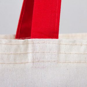 Natural Cotton Tote <b>Bag</b> Red Handles 14x16 <b>Medium</b> Size 12oz Eco-Friendly Reusable Blank <b>Bag</b> for Advertising Heat Transfer - Product Image 5