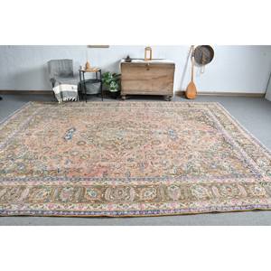 Tapis turc vintage 9.6x12.2 pieds rose marron tissage plat style classique pour les décorations de salon 4m de largeur - Product Image 2