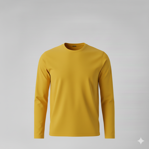 Camiseta de Algodón de Manga Larga con Cuello Redondo para Hombre, Lisa y de Alta Calidad - Product Image 2