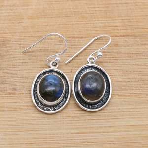 Boucles d'oreilles en argent sterling 925 avec labradorite, bijoux en pierres précieuses faits à la main, pierre naturelle, plaqué or, cadeau mignon pour femmes - Product Image 3