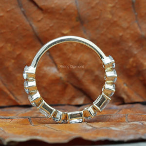 0.88 CTW Lab Grown Diamond Half Eternity Pave <b>Set</b> in Yellow <b>Gold</b> CVD Wedding Band Anniversary Gift <b>Rings</b> - Product Image 6