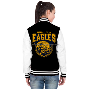Custom Cotton Fleece Varsity <b>Jacket</b> for <b>Women</b> <b>Lightweight</b> Embroidered Bomber Style Outerwear - Product Image 4