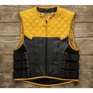 Chaleco de Motociclista de Cuero con Aspecto Vintage Genuino para Hombre, con un Corte Tradicional Diseñado para la Comodidad Diaria de Conducción - Product Image 6