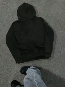 Sudadera con Capucha y Letras de Pedrería para Hombre, Otoño e Invierno, Sudadera con Capucha Negra Informal y Moderna - Product Image 2