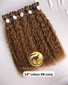 Exportation 100% indien vierge 24 "couleur #8 bouclés Machine d'extension de cheveux humains Double trame prix de gros sur noir pour les femmes vendeur - Product Image 3