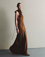 Halter Neck Bronze Silk Maxi Dress Beauté élégante et séduisante Made in Vietnam