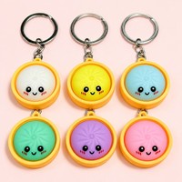 Porte-clés en silicone souple et mignon en forme de boulette, anti-stress, à presser, pendentif alimentaire, breloque de sac, jouet sensoriel pour enfants et adultes