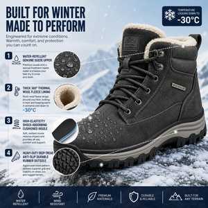 <b>Women</b> Suede <b>Leather</b> Snow <b>Boots</b> Wool Lined Ankle <b>Boot</b> Waterproof Anti Slip Outdoor <b>Winter</b> <b>Boot</b> OEM Wholesale - Product Image 3