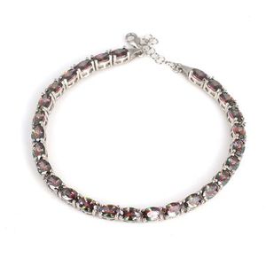 Bracelet en argent sterling 925 avec petite pierre ovale de topaze mystique, bracelet à breloques tendance - Product Image 1