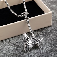 Collier hache viking en acier inoxydable pour homme, pendentif rétro punk, bijoux pour motard, accessoires streetwear, vente en gros