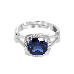Achetez des bagues en argent sterling 925 de qualité supérieure pour femmes, serties de diamants taille coussin, géométriques, en platine et rhodium, pour fiançailles - Product Image 1