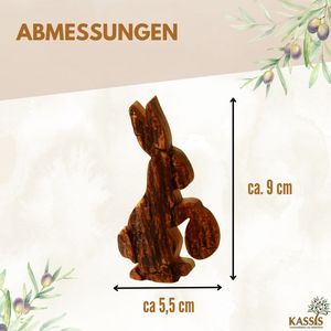 Easter decoration Easter bunny with egg <b>Table</b> decoration made of olive wood (with bark) - Product Image 3