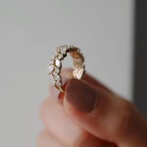 Anillo de Compromiso o Matrimonio para Mujer, con Diamante Cultivado en Laboratorio, Corte Marquesa, Clásico, Certificado IGI, Plata de Ley Maciza Chapada en Oro - Product Image 6