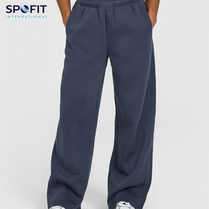 Streetwear personnalisé hiver devant plat 100% coton pantalons de survêtement surdimensionnés pour les femmes - Product Image 1