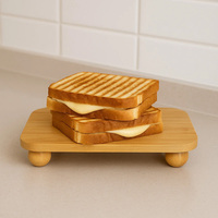 Plateaux de service rectangulaires classiques multifonctionnels à pieds en bambou pour cuisine, 30x20cm