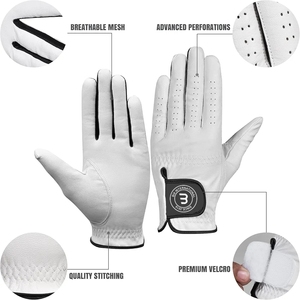 Guantes de golf unisex de cuero genuino suave de alta calidad logotipo personalizado transpirable al aire libre Cabretta lavable deportes mano para niños - Product Image 1