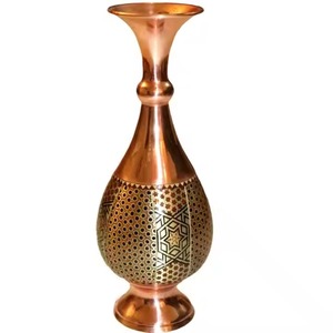 Juego de jarrones de flores de cobre pulido elegante para estante de entrada o decoración de repisa elegantes jarrones de Metal modernos para decoración del hogar - Product Image 2