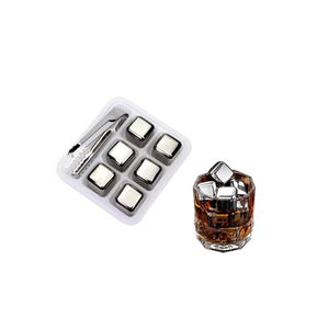Cubitos de hielo de acero inoxidable, forma cuadrada, piedras para enfriar whisky con pinzas para cubitos de hielo de Metal dorado, accesorios de barra - Product Image 6