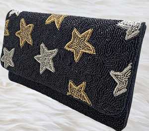 กระเป๋าถือลายดาวท้องฟ้าสีดำคลัทช์สะพายข้างสุดหรูพร้อมเม็ดลูกปัดคริสตัลและพลอยเทียมกระเป๋าราตรีสำหรับงานเลี้ยง - Product Image 3