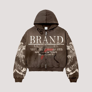 Sweat à capuche de haute qualité avec logo personnalisé Fabricant de sweats à capuche Sweatshirts à fermeture éclair intégrale Dtg Imprimé brodé Strass. - Product Image 5