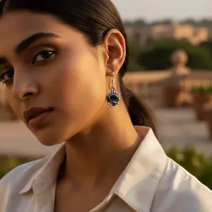 "<b>Gold</b> Plated 925 Sterling Silver Dangle <b>Earrings</b> for Women's Wedding Jewelry" - Product Image 3